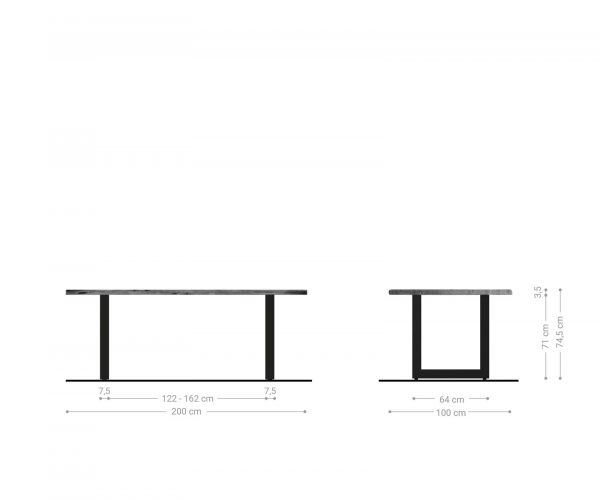 Jídelní stůl Edge 200x100 Přírodní Akácie Nerezová Ocel Široký Živý Okraj - Image 6