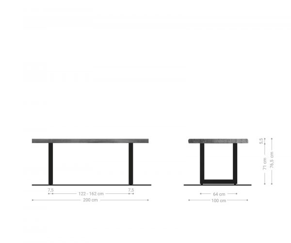 Jídelní stůl Edge 200x100 XL Akácie Platinum Nerezová ocel Široký Live - Image 6
