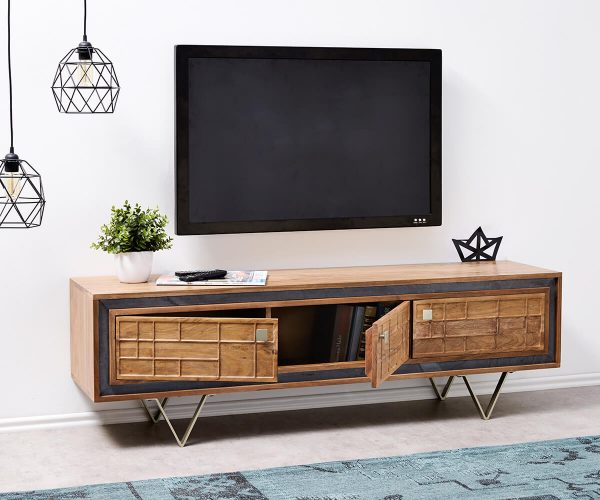 TV stolek Stonegrace 147 cm Natural Acacia 3D, 3 dveře - Image 4