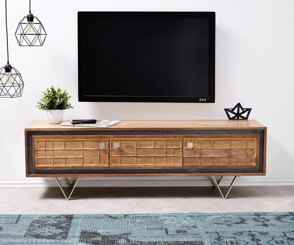 TV stolek Stonegrace 147 cm Natural Acacia 3D, 3 dveře - Image 2