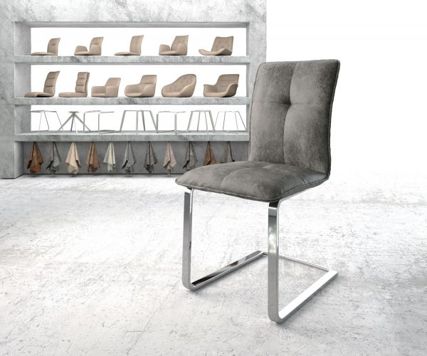 Houpací židle Maddy-Flex Grey Antique Cantilever Flat Chrome