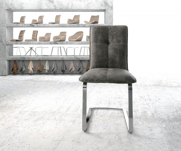 Houpací židle Maddy-Flex Grey Antique Cantilever Flat Chrome - Image 2
