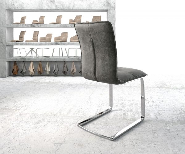 Houpací židle Maddy-Flex Grey Antique Cantilever Flat Chrome - Image 3