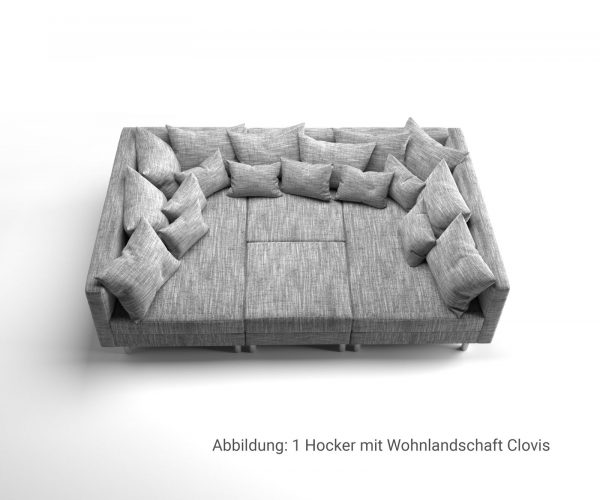 Taburet Clovis B98 x T83 světle šedá modulová texturovaná látka - Image 7