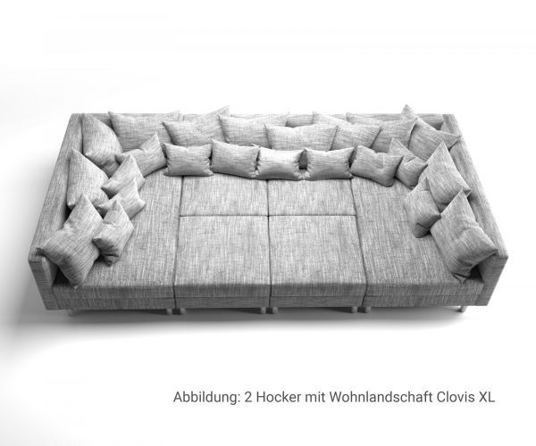 Taburet Clovis B98 x T83 světle šedá modulová texturovaná látka - Image 8