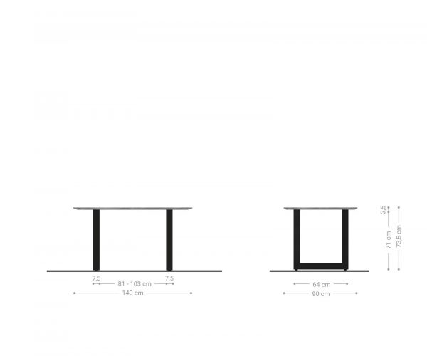 Jídelní stůl Edge 140x90 sheesham přírodní nerezová ocel široký švýcarská hrana - Image 6