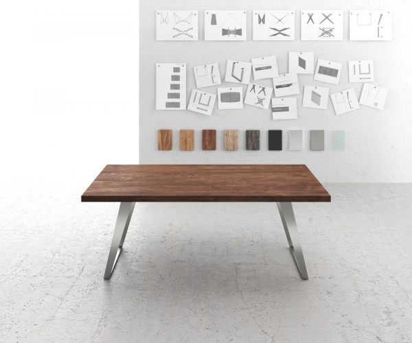 Jídelní stůl Edge 200x100 XL akácie hnědý nerezový šikmý - Image 2