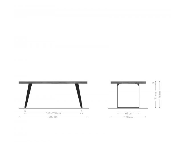 Jídelní stůl Edge 200x100 XL akácie hnědý nerezový šikmý - Image 6
