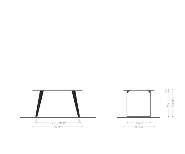 Jídelní stůl Edge 140x90 sheesham přírodní nerezová ocel šikmý švýcarská hrana - Image 6
