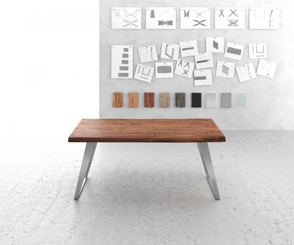 Jídelní stůl Edge 180x90 cm XL akácie hnědý nerezový šikmý Live - Image 2