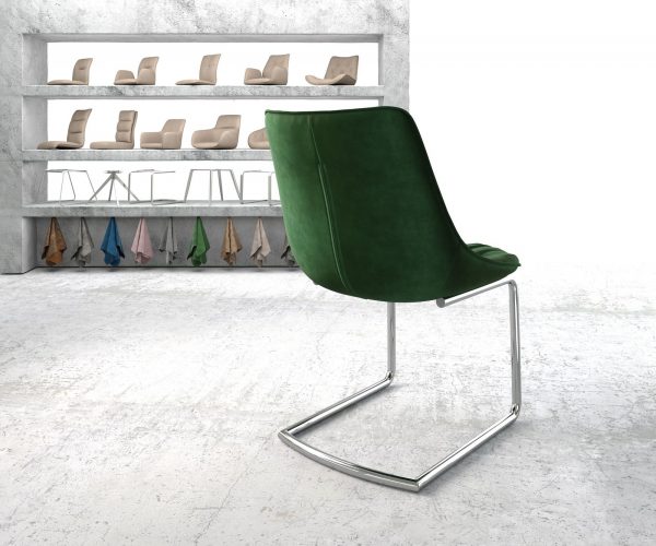 Otočná židle Elda-Flex Velvet Green Cantilever Round Chrome - Image 3