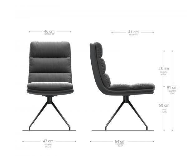 Otočná židle Abelia-Flex Pravá kůže Černá Křížová podnož kuželová z nerezové oceli - Image 5