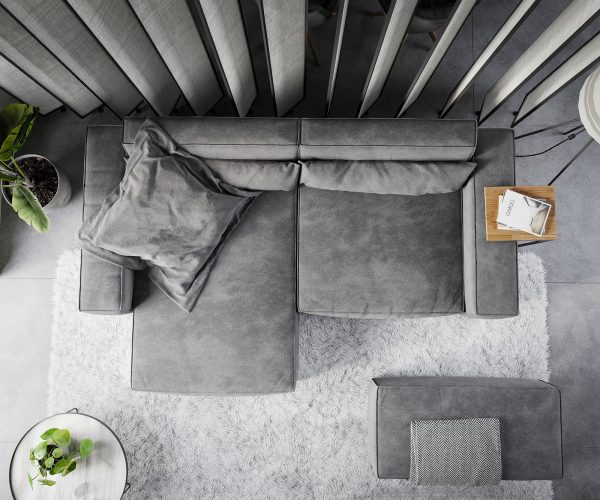 Rohová pohovka Sirpio XL 270x175 cm mikrovlákno taupe variabilně montovatelný longchair s taburetem - Image 6