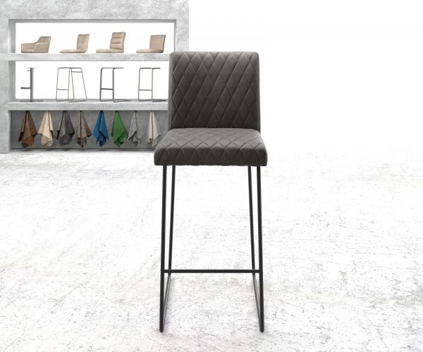Barová židle Earnest-Flex prošívání diamantový vzor antracit vintage kluzný kovový rám - Image 2