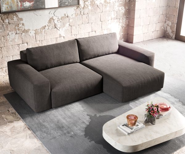 Rohová pohovka Lanzo XL 280x175 cm mikrovlákno khaki hnědá variabilně montovatelná lenoška - Image 5