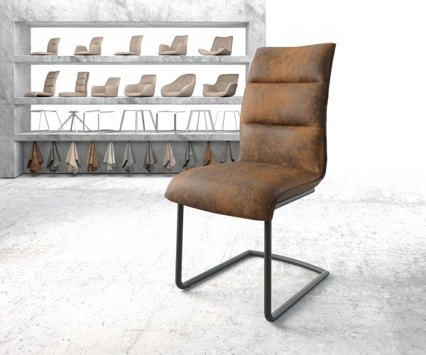Houpací židle Xantus-Flex Brown Antique Cantilever Round Black