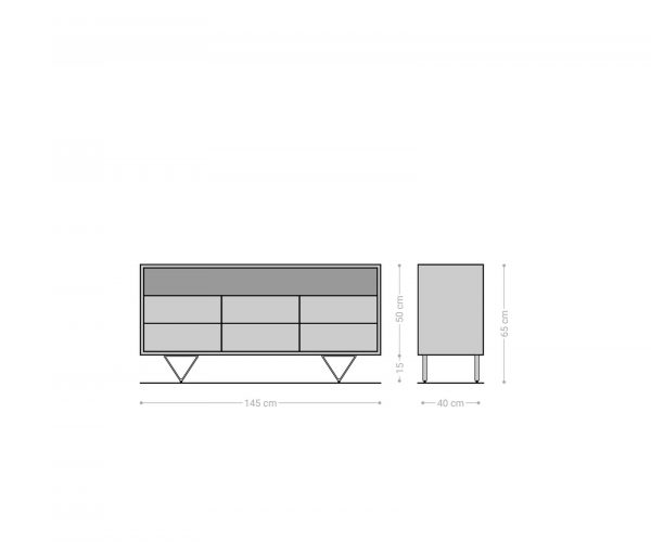Komoda Eloi 145x40 cm akácie přírodní 6 zásuvek podnož ve tvaru V nerezová ocel - Image 6