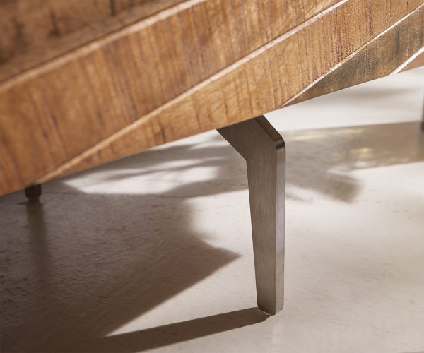 TV stolek Bahan 220 cm teakový styl mango 2 dveře 2 zásuvky 1 přihrádka mramorově bílá - Image 7