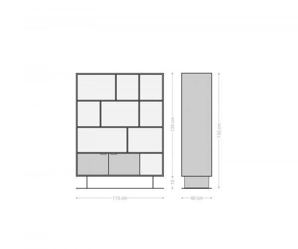 Vysoká skříň Teele 115x150 cm přírodní akácie 2 dveře, nohy ve stylu floating, nerezová ocel - Image 7