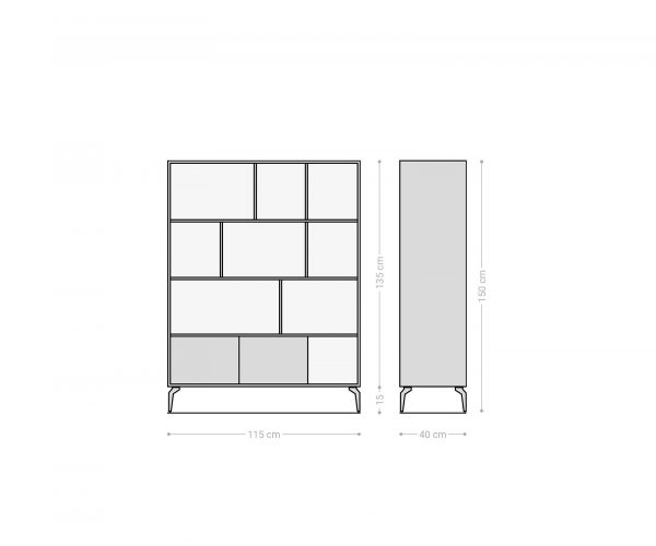 Vysoká skříň Kleo 115x150 cm přírodní akácie 2 dveře zkosené nohy černé - Image 8