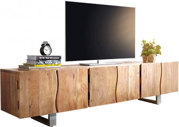TV stolek Live-Edge 220 cm přírodní masivní akácie 6 dveří - Image 3
