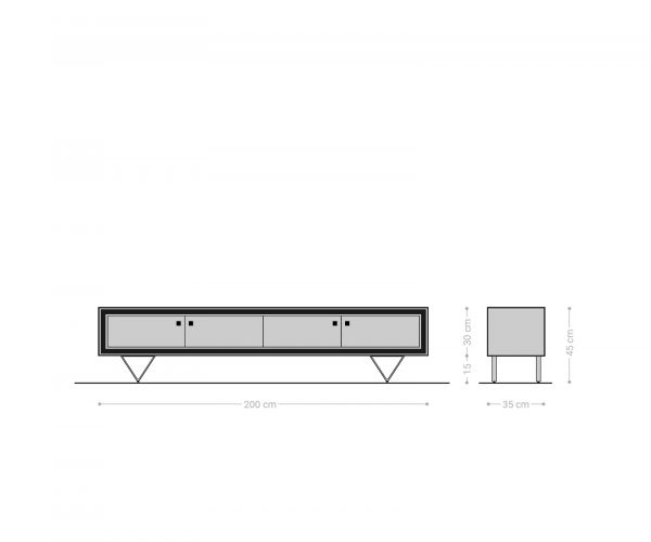 TV stolek Stonegrace 200 cm přírodní akácie 3D 4 dveře - Image 9