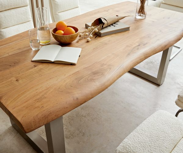 Jídelní stůl Edge 180x90 XL Akácie Natural Nerezová ocel Široký Live - Image 6