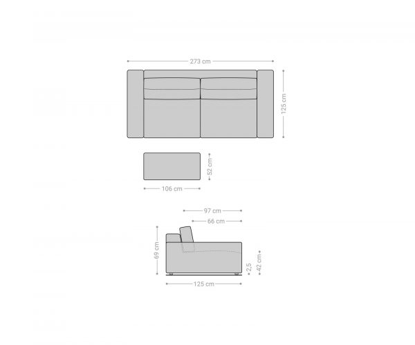 Velká pohovka Lanzo XL 270x125 cm bouclé krémově bílá s taburetem - Image 6