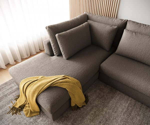 Rohová pohovka Isla 330x225 cm bouclé taupe levá - Image 5
