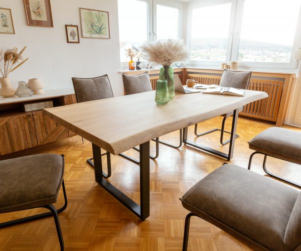 Jídelní stůl Edge 200x100 cm přírodní dubový masiv živý okraj - Image 4