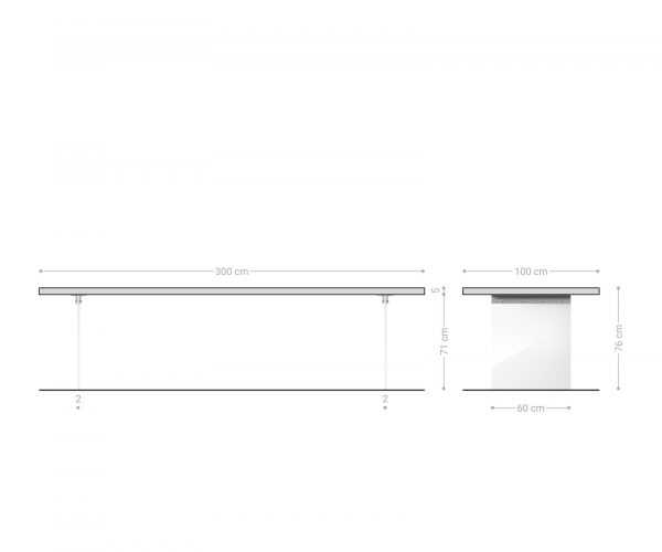 Jídelní stůl Edge 300x100 cm přírodní dub, skleněný rám - Image 8