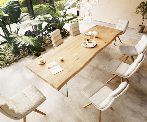 Jídelní stůl Edge 300x100 cm přírodní dubový masiv živý okraj - Image 2