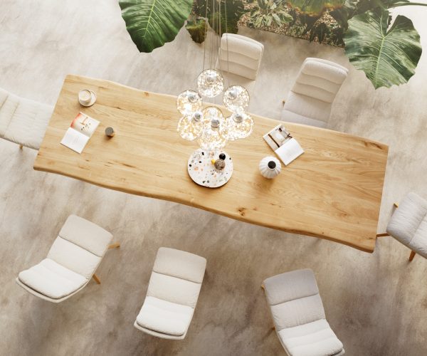Jídelní stůl Edge 300x100 cm přírodní dubový masiv živý okraj - Image 7