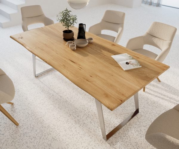 Jídelní stůl Edge 200x100 cm přírodní dubový masiv živý okraj - Image 4