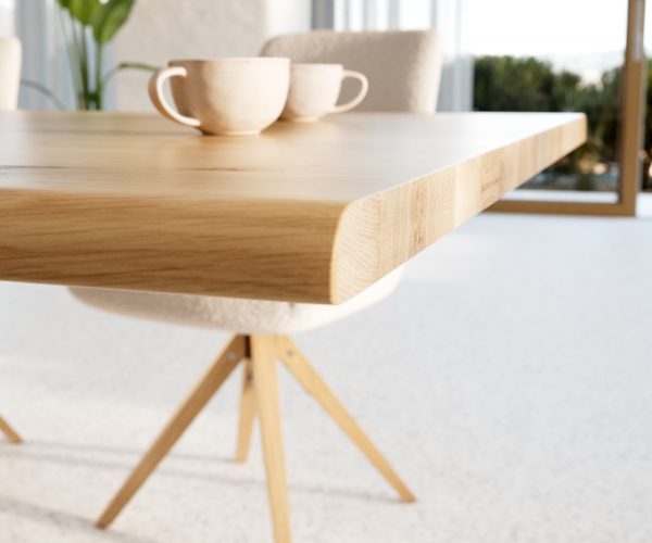 Jídelní stůl Edge 200x100 cm přírodní dubový masiv živý okraj - Image 5