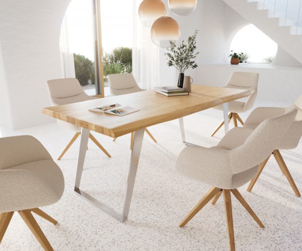 Jídelní stůl Edge 200x100 cm přírodní dubový masiv živý okraj - Image 7