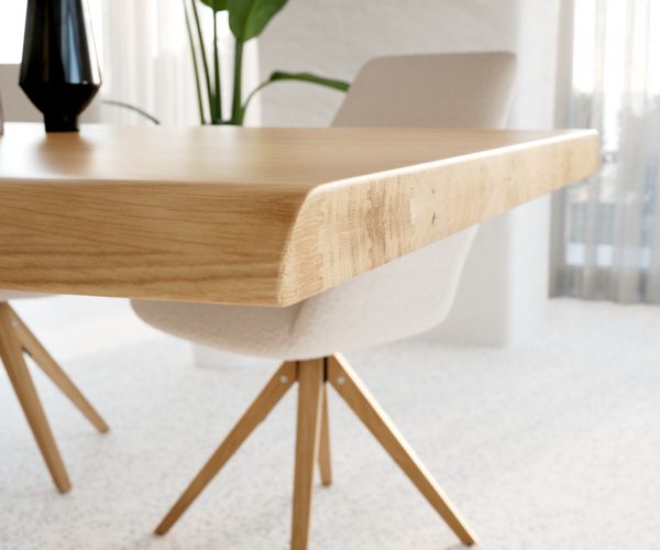 Jídelní stůl Edge 200x100 cm přírodní dubový masiv živý okraj - Image 5