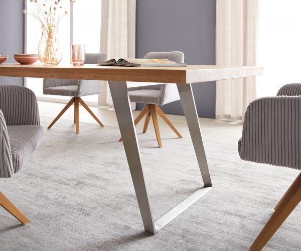 Jídelní stůl Edge 300x100 cm přírodní dubový šikmý rám nerezová ocel - Image 5