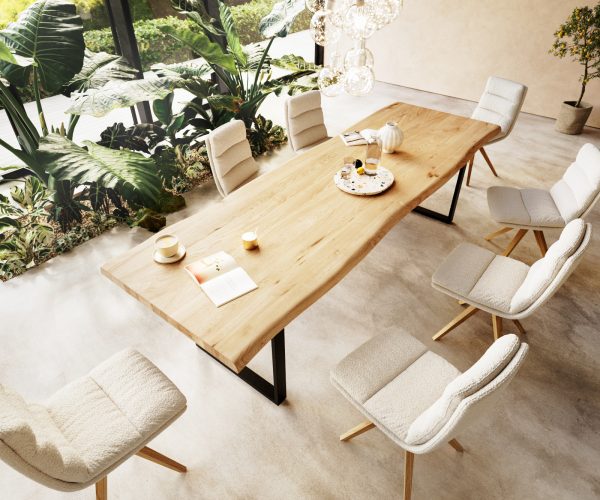 Jídelní stůl Edge 300x100 cm přírodní dubový masiv živý okraj - Image 2