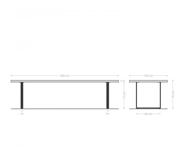 Jídelní stůl Edge 300x100 cm přírodní dubový masiv živý okraj - Image 8