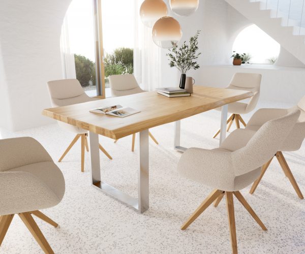 Jídelní stůl Edge 200x100 cm přírodní dubový masiv živý okraj - Image 7