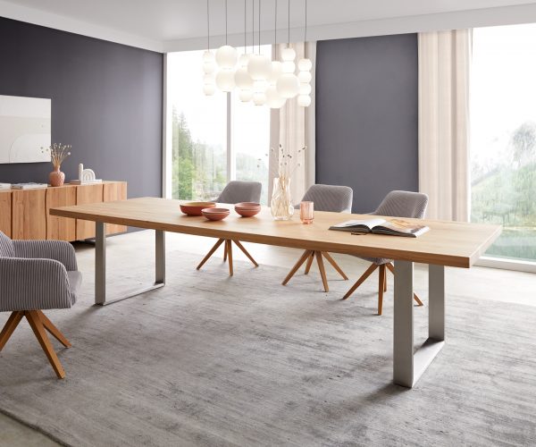 Jídelní stůl Edge 300x100 cm přírodní dub úzký rám nerezová ocel - Image 2