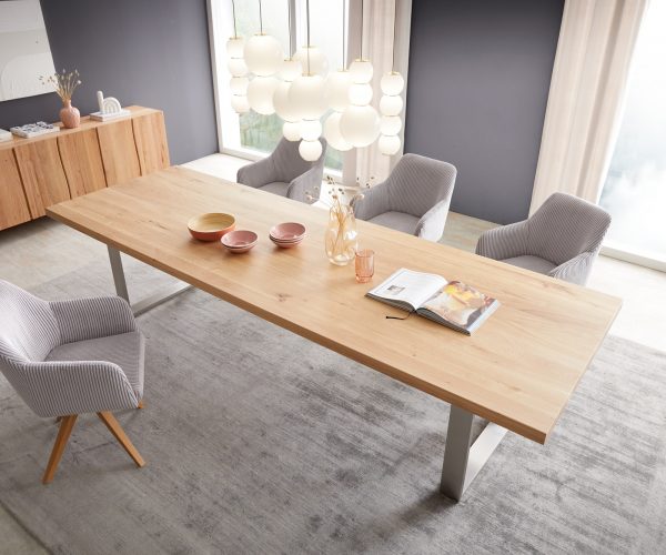 Jídelní stůl Edge 300x100 cm přírodní dub úzký rám nerezová ocel - Image 4