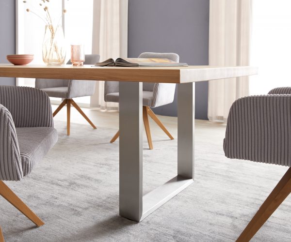 Jídelní stůl Edge 300x100 cm přírodní dub úzký rám nerezová ocel - Image 5