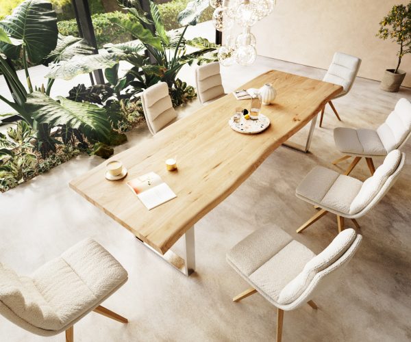 Jídelní stůl Edge 300x100 cm přírodní dubový masiv živý okraj - Image 2
