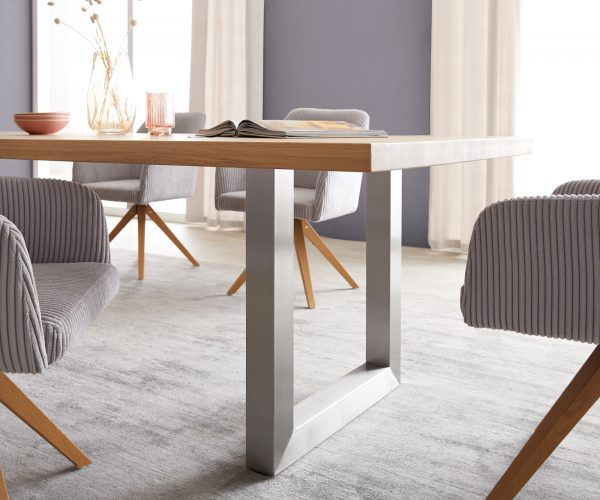 Jídelní stůl Edge 300x100 cm přírodní dub široký rám nerezová ocel - Image 5