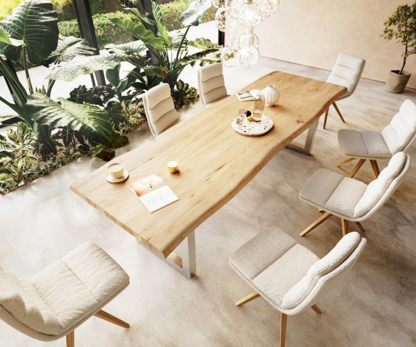 Jídelní stůl Edge 300x100 cm přírodní dubový masiv živý okraj - Image 2