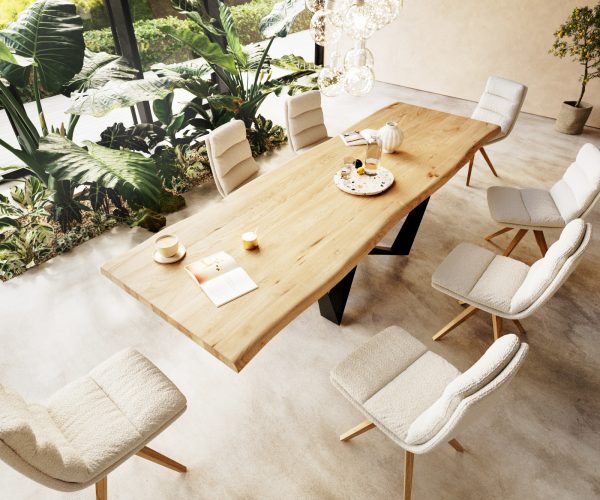 Jídelní stůl Edge 300x100 cm přírodní dubový masiv živý okraj - Image 2
