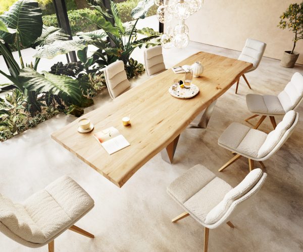 Jídelní stůl Edge 300x100 cm přírodní dubový masiv živý okraj - Image 2