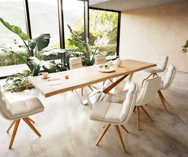 Jídelní stůl Edge 300x100 cm přírodní dubový masiv živý okraj - Image 6